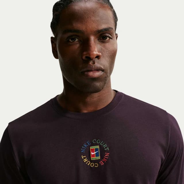 Camiseta Nike Dri FIT Court Heritage Masculino — Marrom
